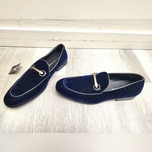 Men's Velvet Bit Loafers in Navy Blue